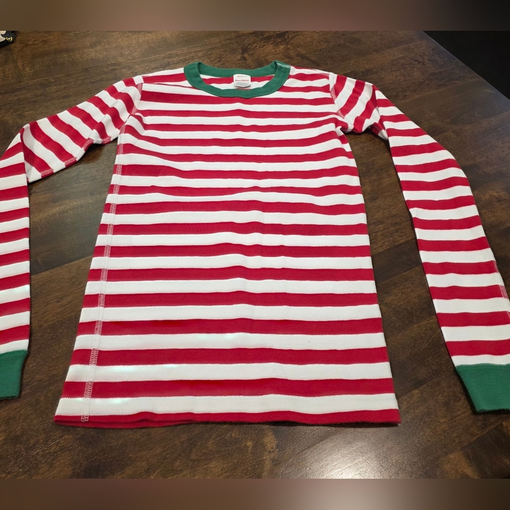 Hanna Andersson Red/White/Green Striped Pajama Set 14 - Picture 4 of 7
